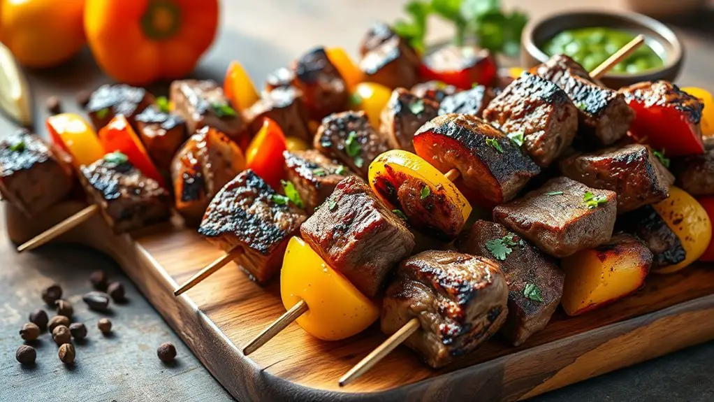 skewered grilled pepper steak