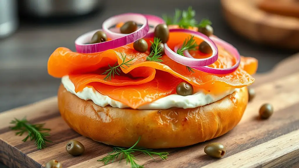 smoked salmon on bagel