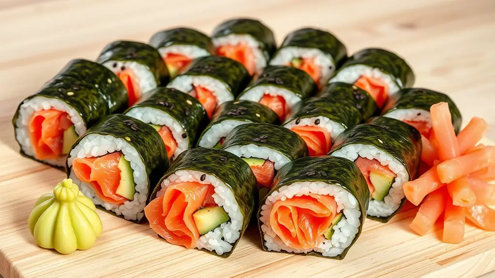 smoked salmon sushi rolls