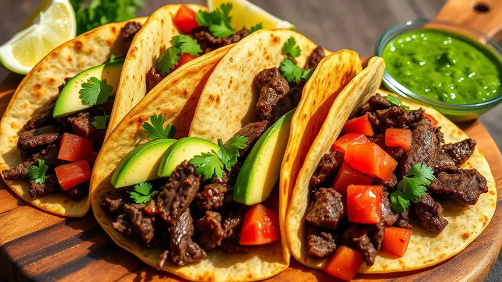 spicy beef filled tacos