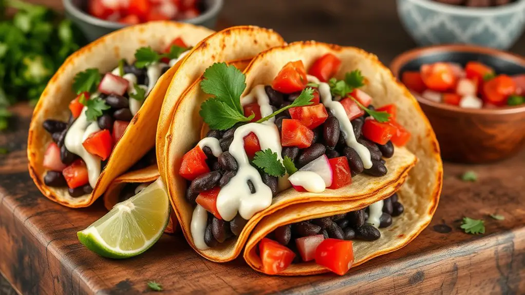 spicy black bean tacos