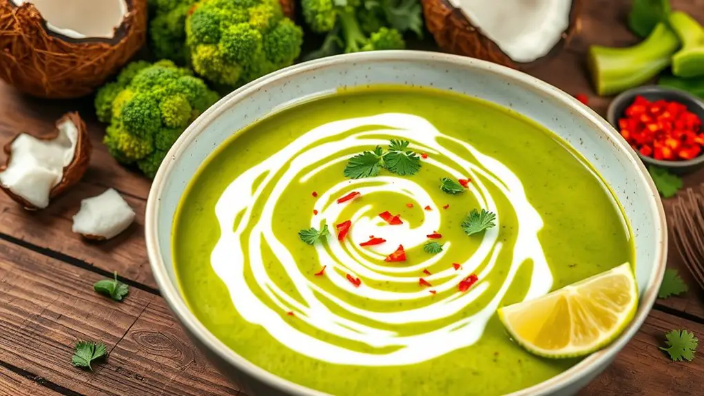 spicy coconut broccoli soup