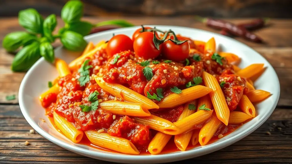 spicy penne pasta dish