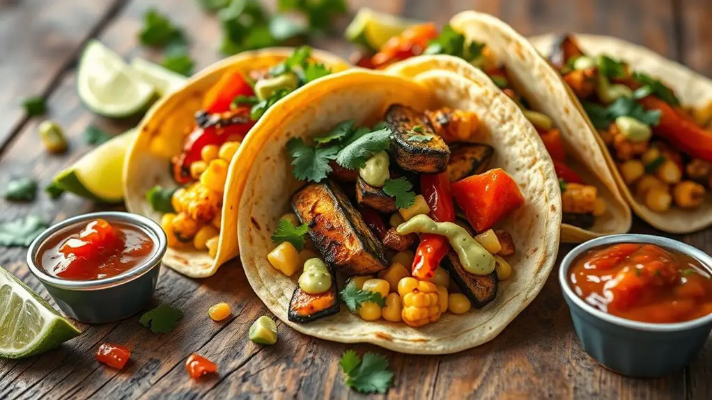 spicy vegetable filled tacos