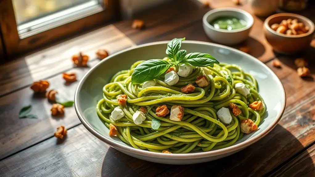 spinach walnut pesto pasta