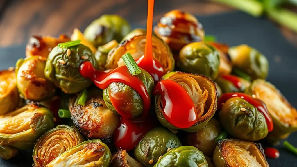 sriracha flavored roasted brussels sprouts