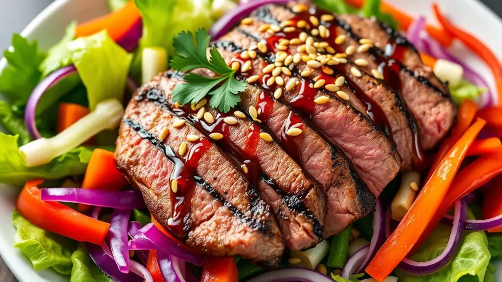 steak salad with asian flavors