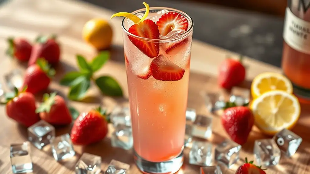 strawberry flavored tom collins cocktail