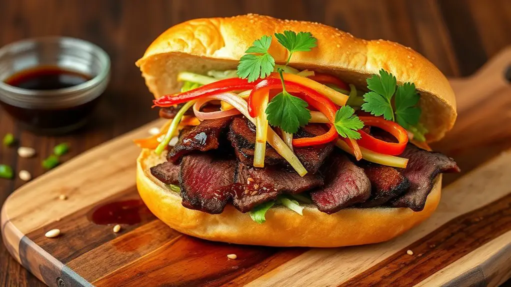 teriyaki steak sandwich slaw