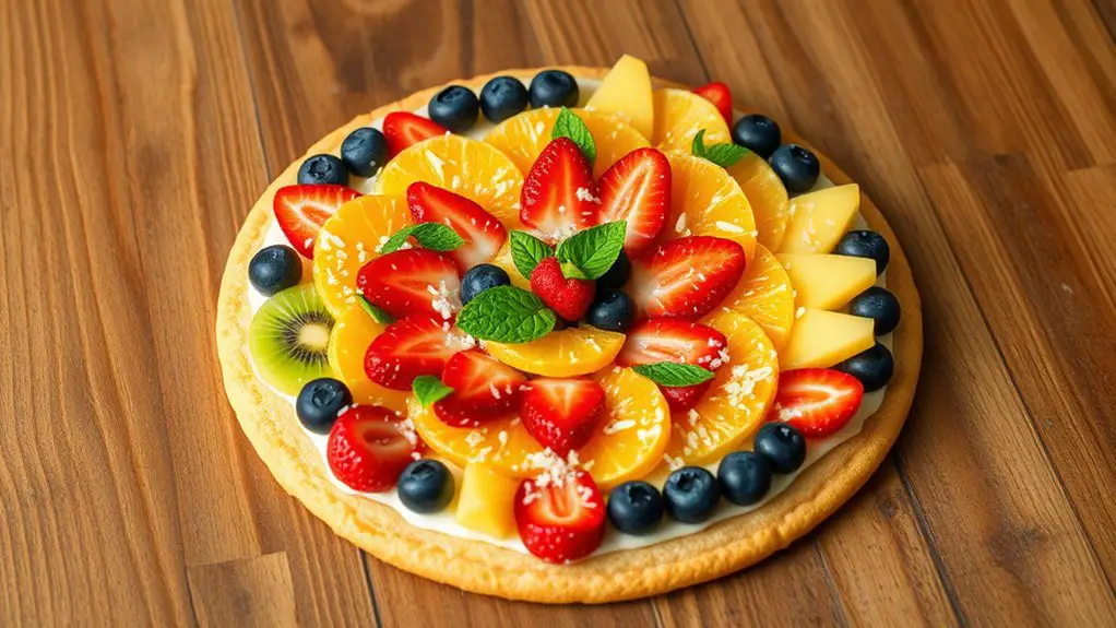 tropical fruit dessert pizza