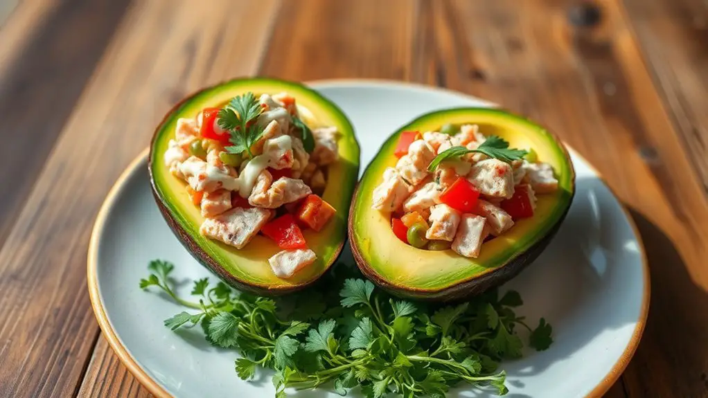 tuna filled avocado halves