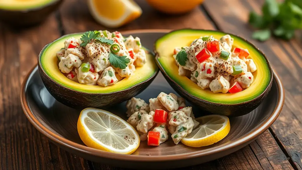 tuna filled avocado halves