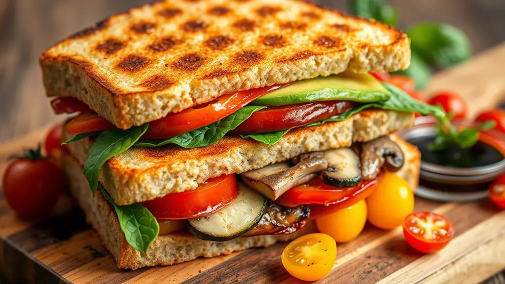 vegetable filled grilled sandwich