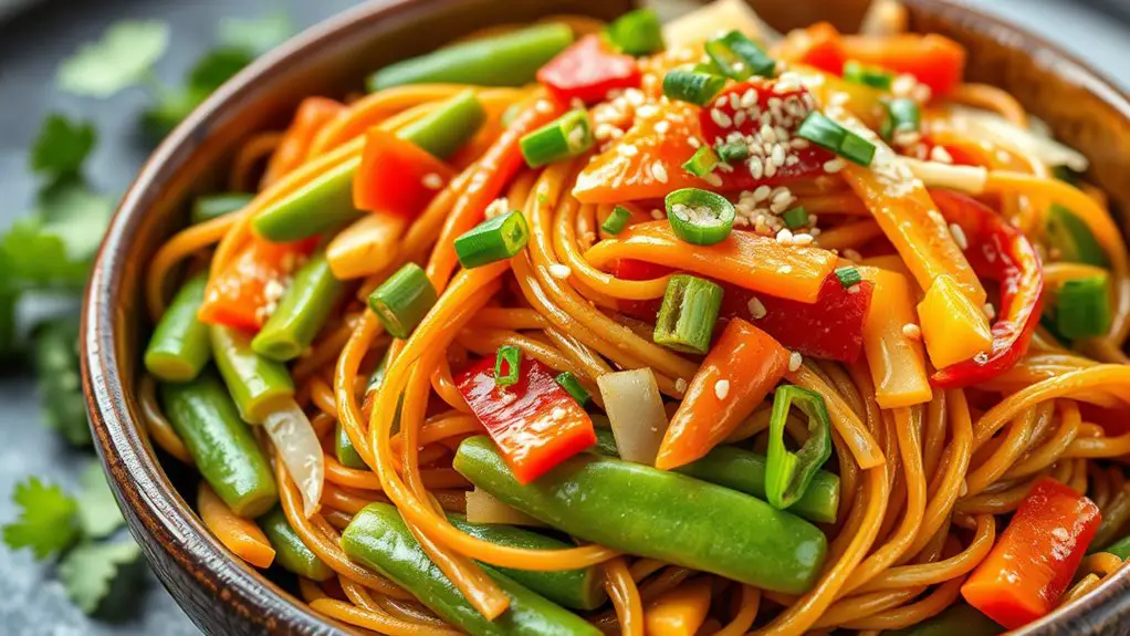 vegetarian noodle stir fry dish