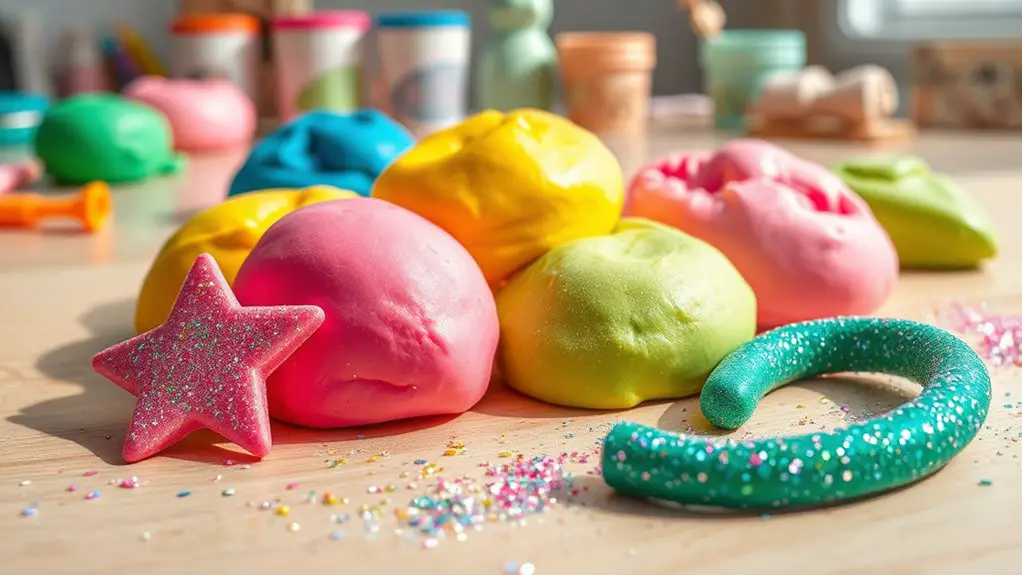 vibrant sparkling modeling dough