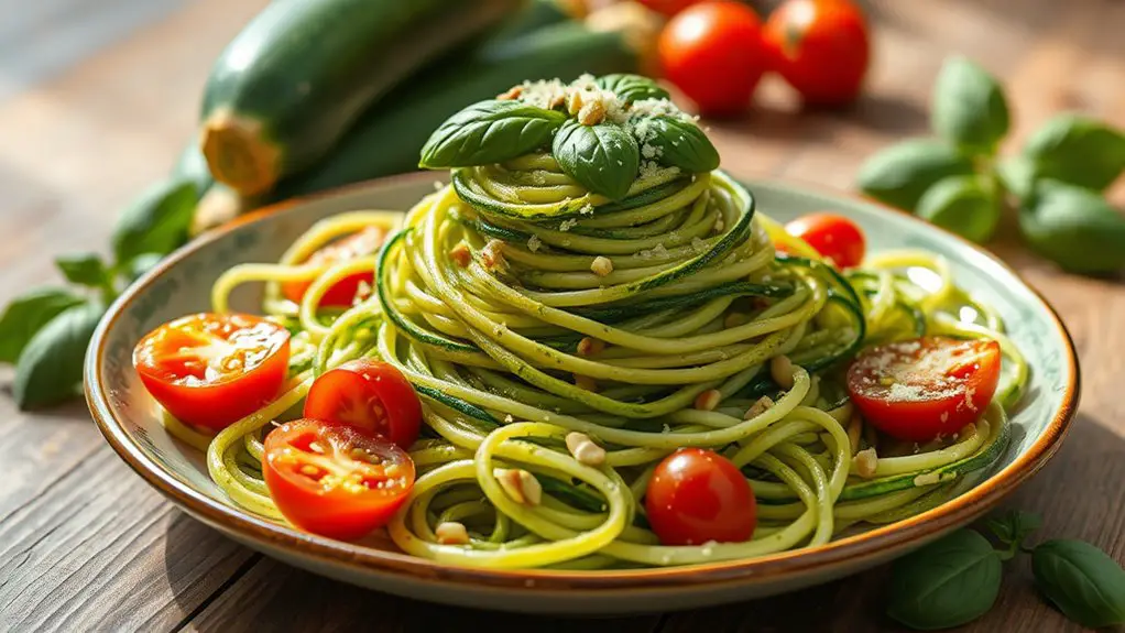 zucchini noodles with pesto