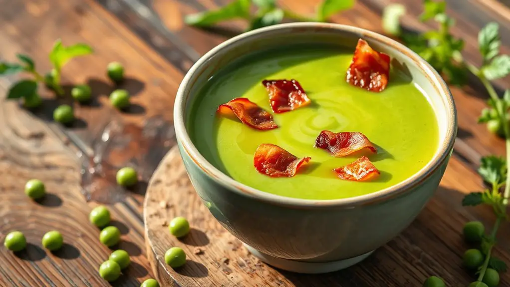 bacon topped pea soup