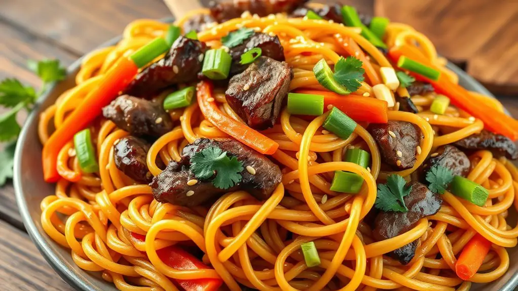 beef stir fried noodle dish