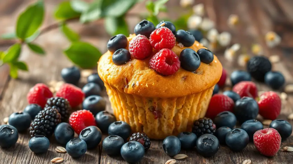 berry filled oat muffins