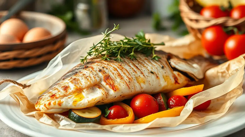 branzino baked with vegetables