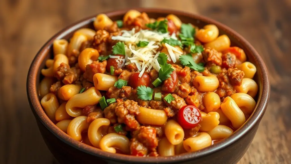 cheesy chili pasta dish