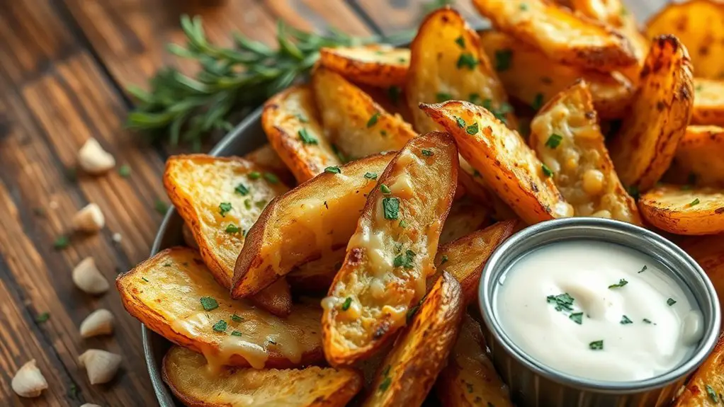 cheesy garlic potato wedges