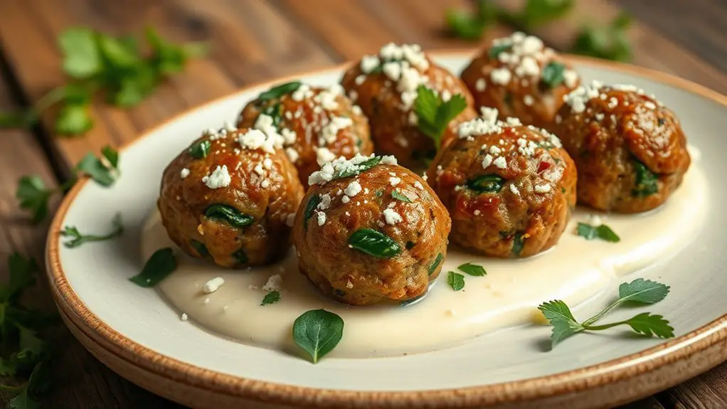 cheesy spinach feta meatballs