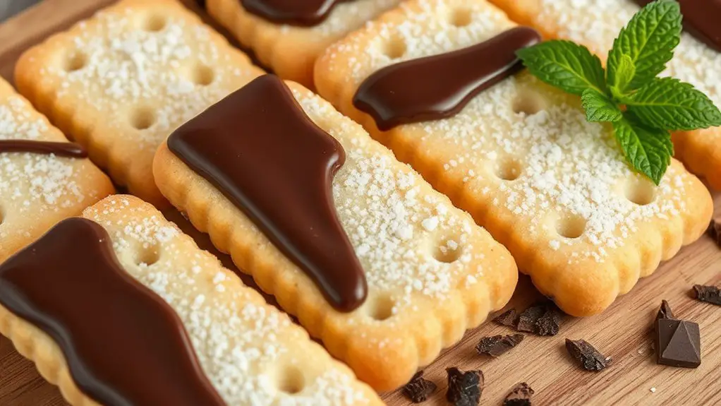 chocolate coated buttery cookies