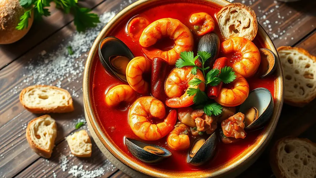 chorizo infused spicy seafood stew