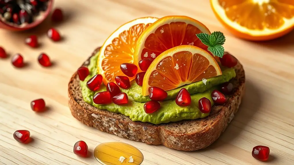 citrus pomegranate avocado toast