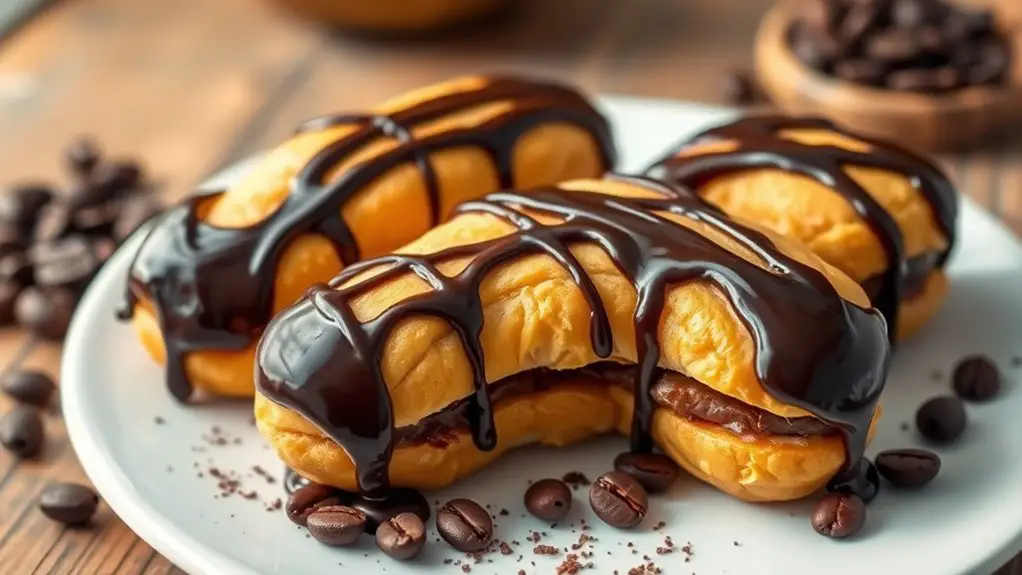 coffee filled chocolate eclairs