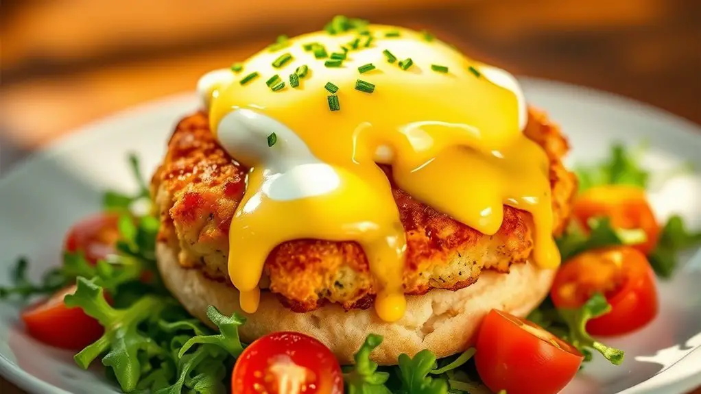 crab cake topped eggs