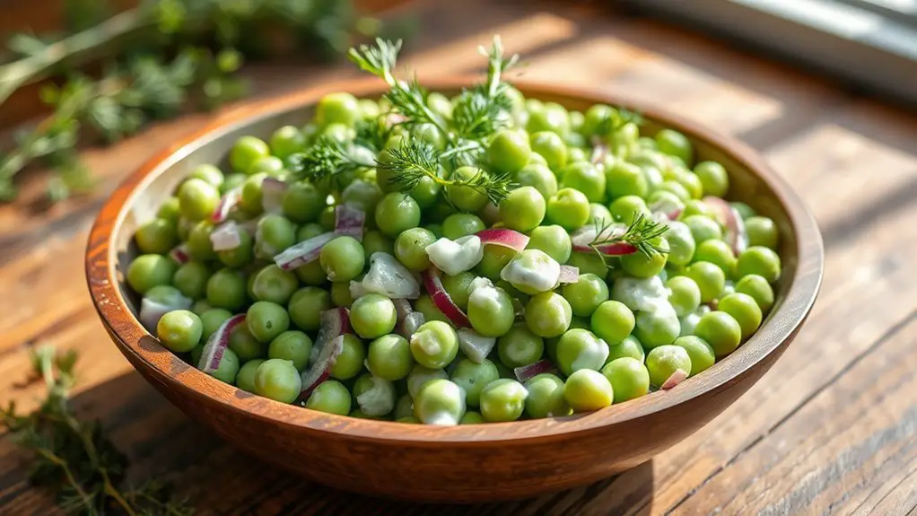 creamy dill flavored pea salad