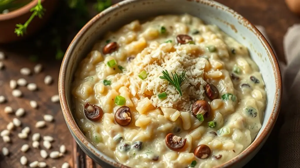 creamy leek mushroom risotto