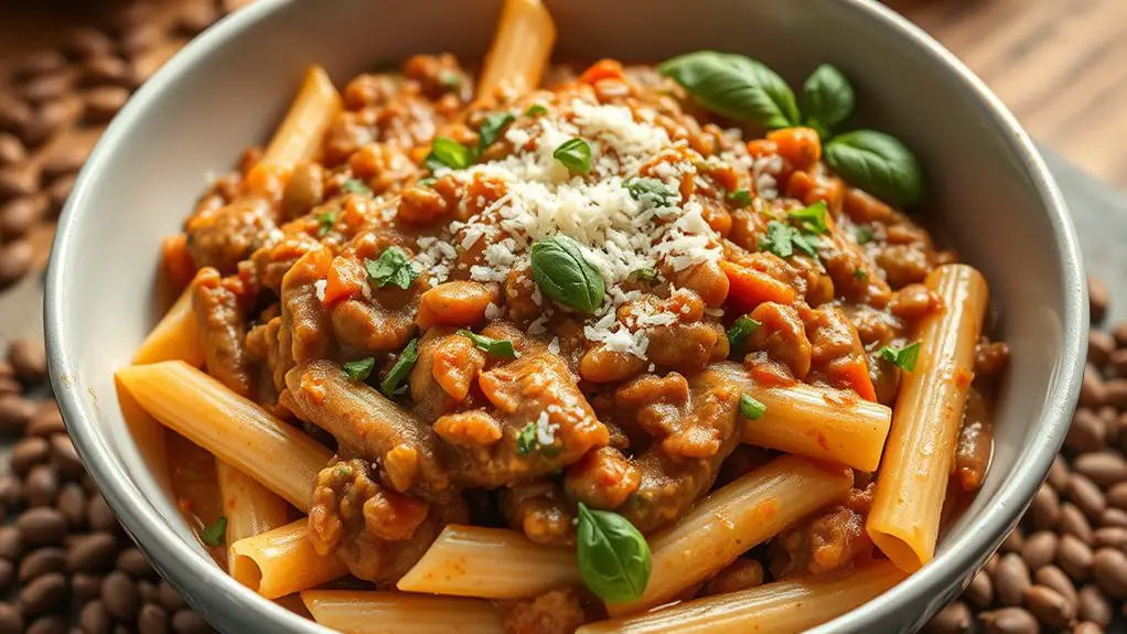 creamy lentil pasta dish