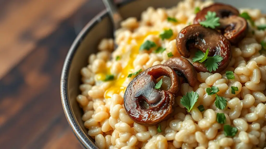 creamy mushroom farro risotto