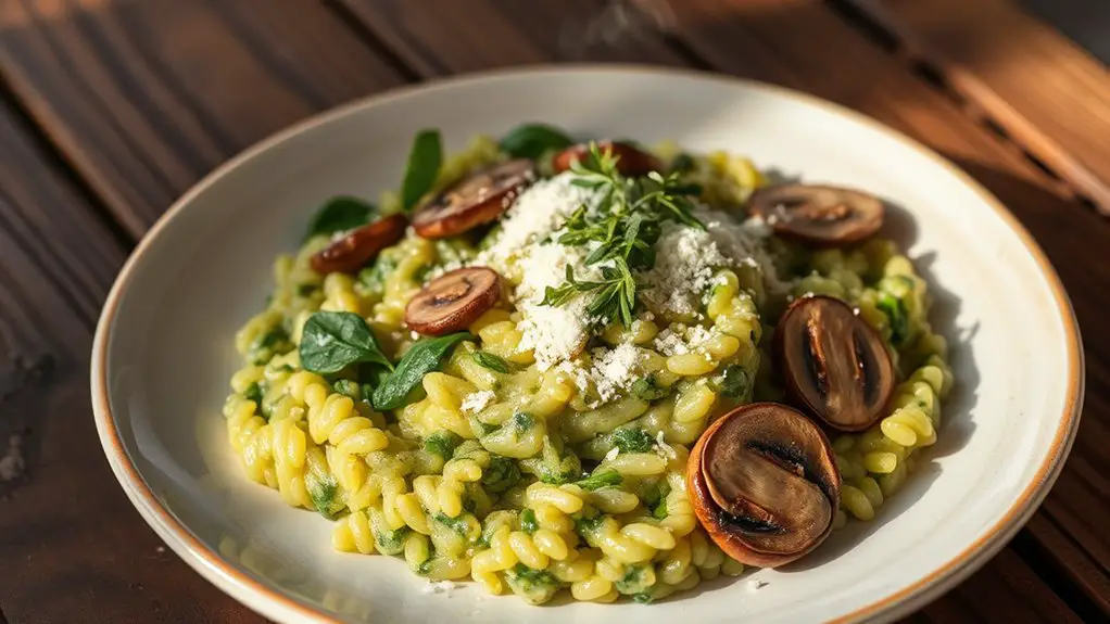 creamy spinach mushroom risotto