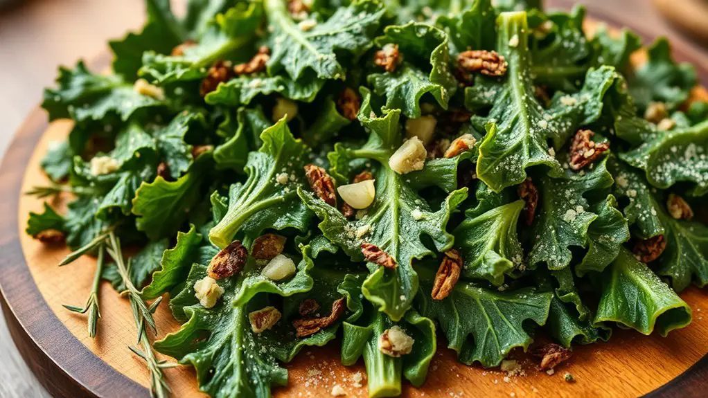 crispy garlic flavored kale snacks