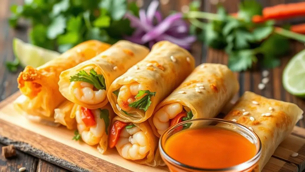 crispy shrimp filled spring rolls