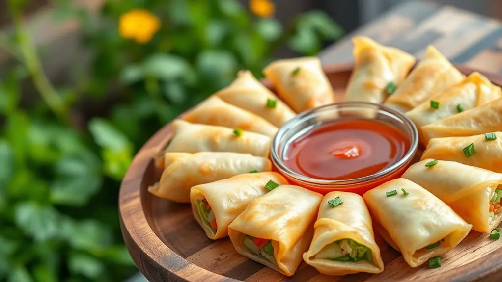 crispy vegetable filled spring rolls