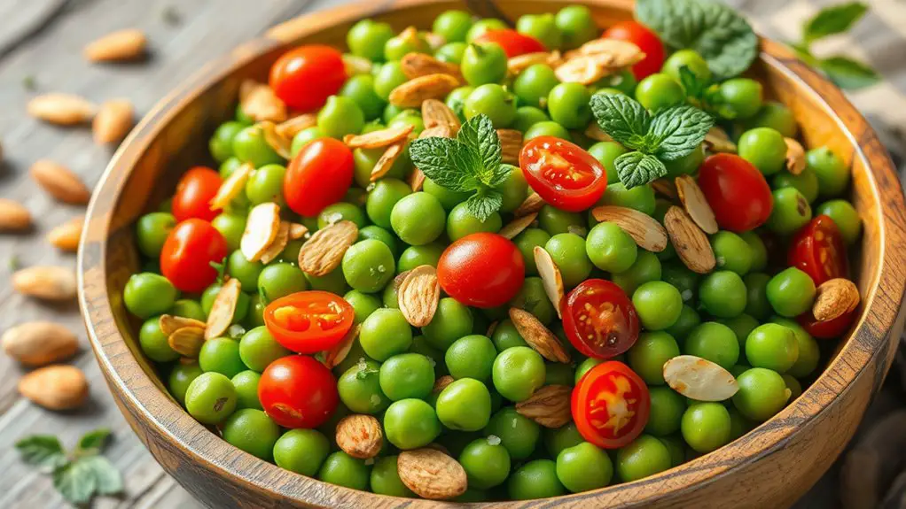 crunchy pea almond salad