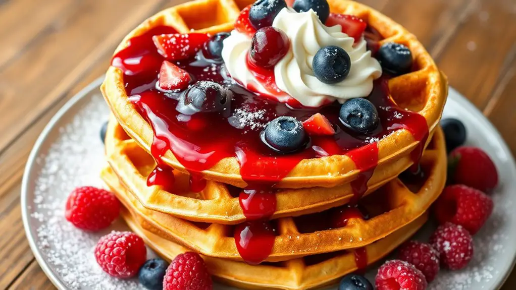 delicious waffles with berries