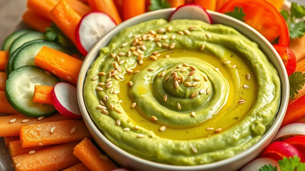 edamame hummus with veggies