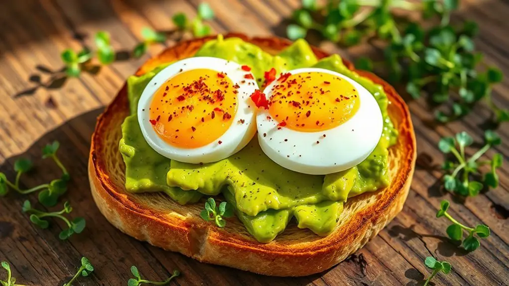 eggs atop avocado toast