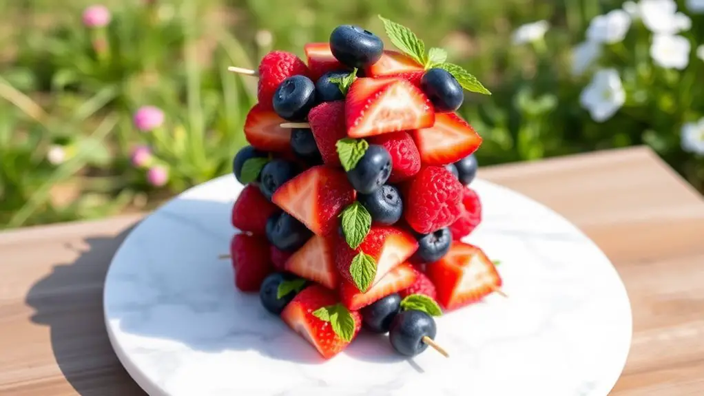 fruit skewers with berries