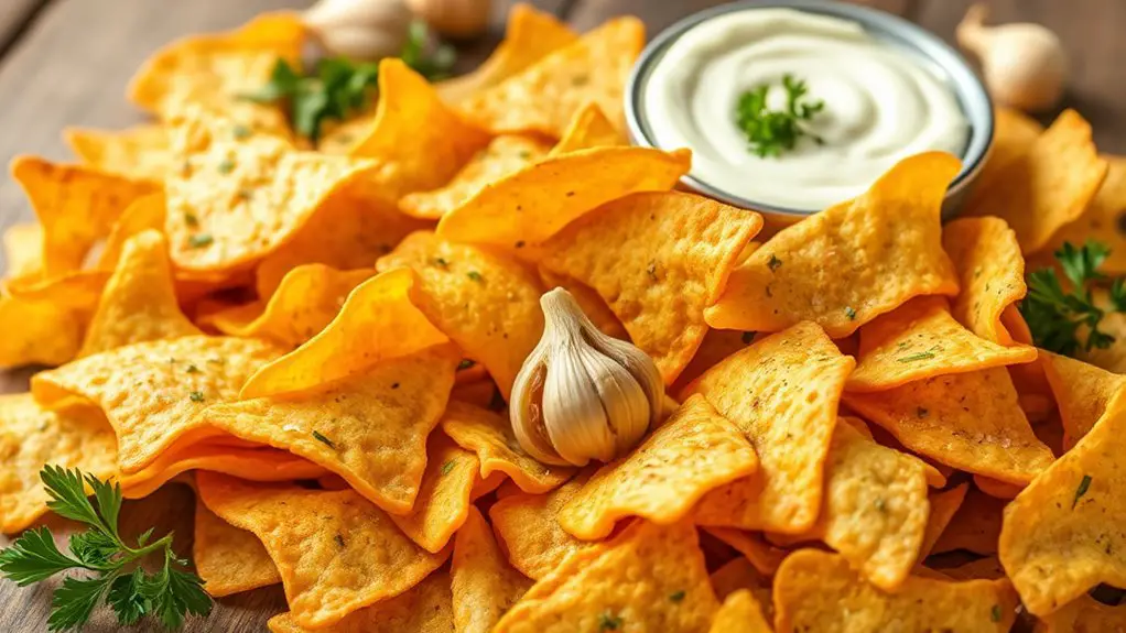 garlic herb flavored tortilla chips