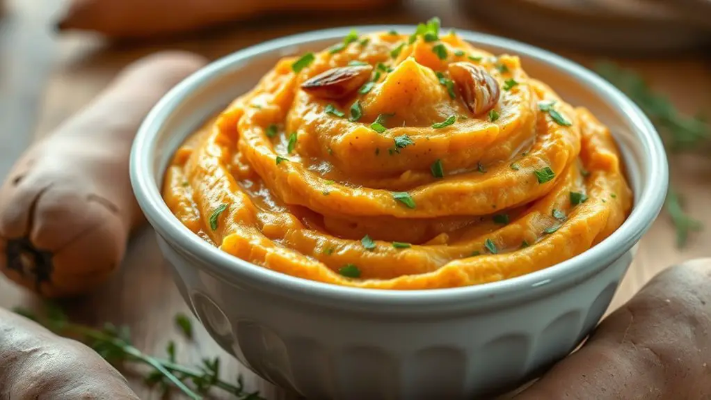 garlic herb sweet potato mash