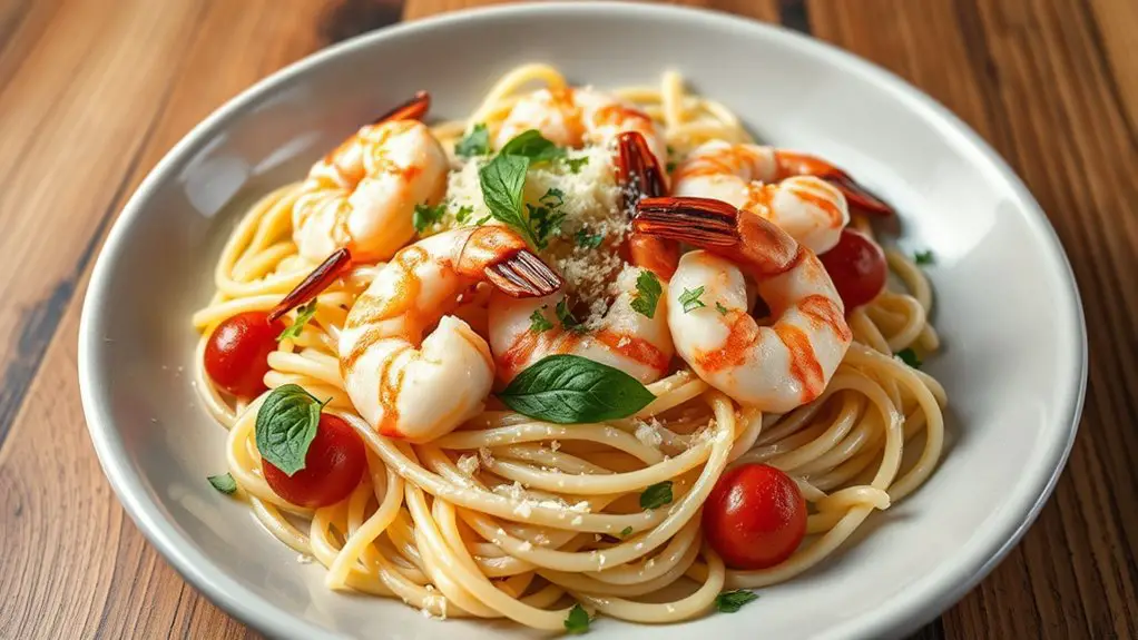 garlic infused prawn pasta dish