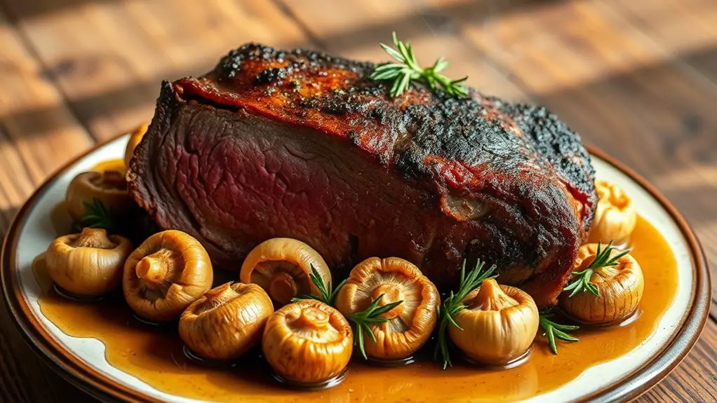 garlic mushroom venison roast