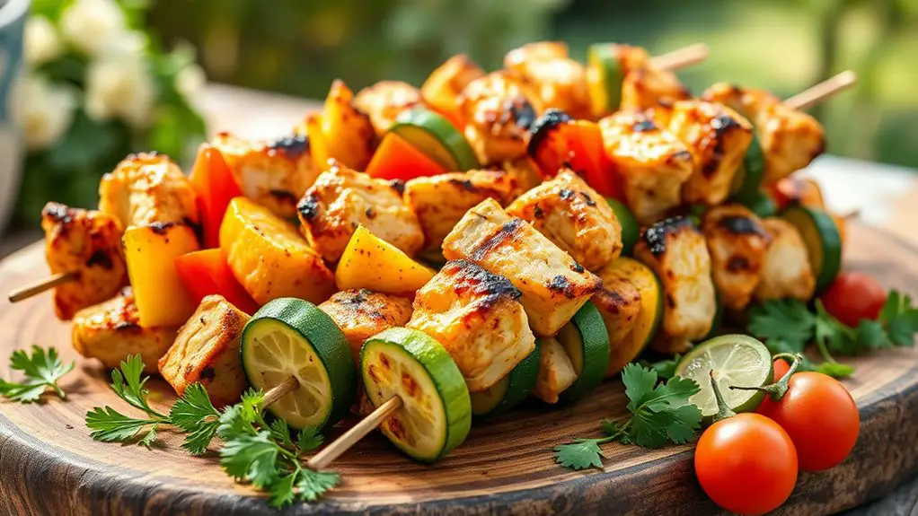 grilled chicken vegetable skewers